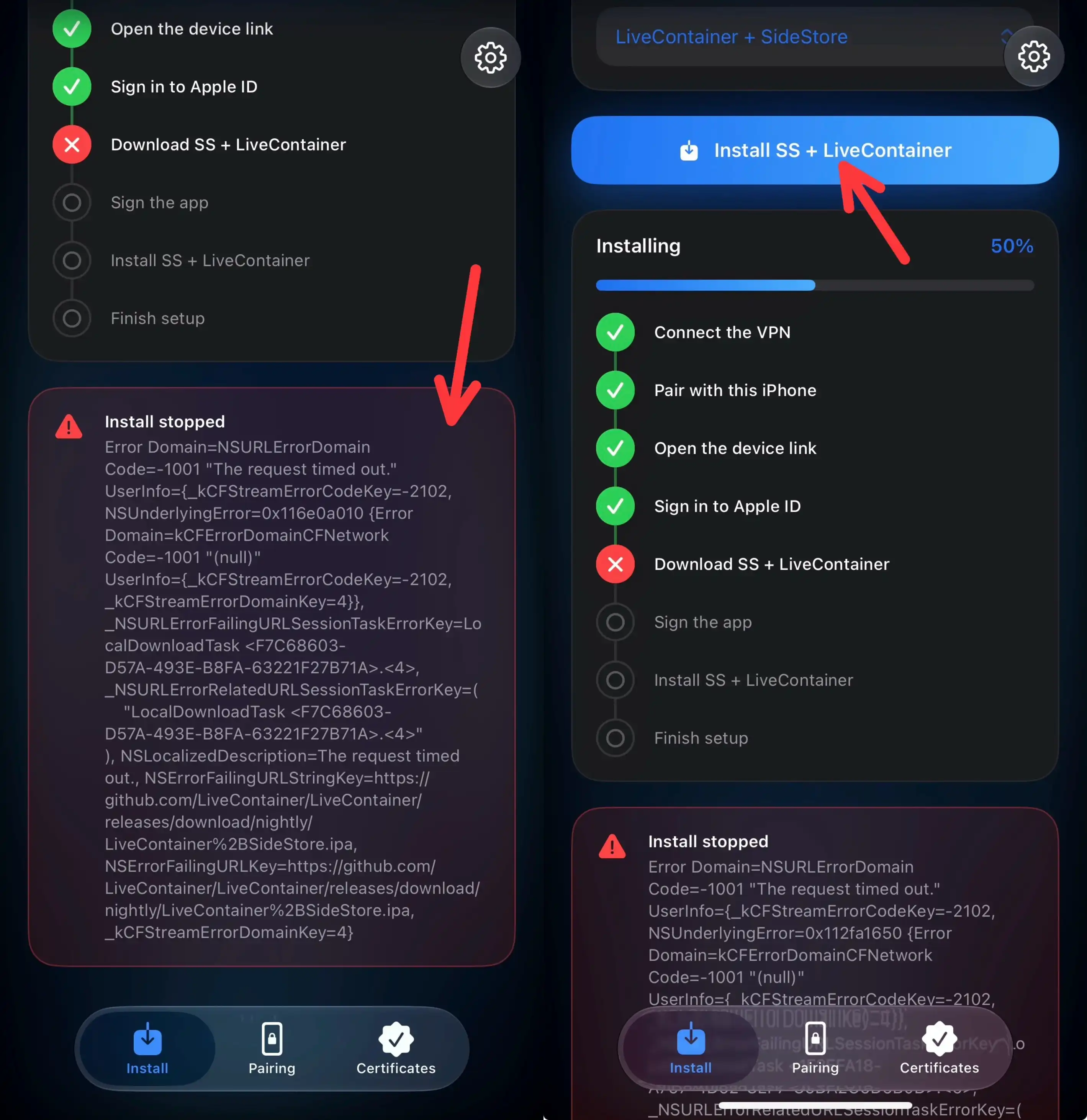 下载超时,点击install解决
